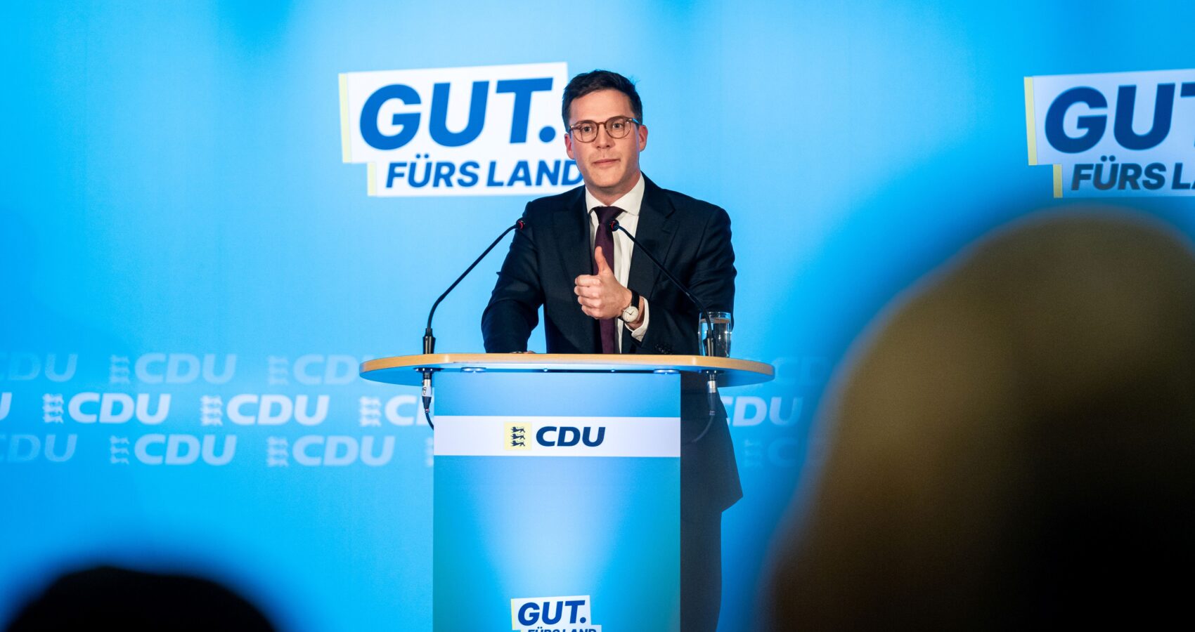 CDU-Spitzenkandidat der Landtagswahl in Baden-Württemberg Manuel Hagel beim Wahlkampfsauftakt